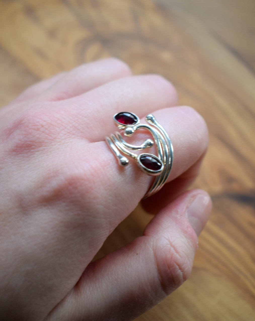 Sterling Silver Garnet Ring Size Q