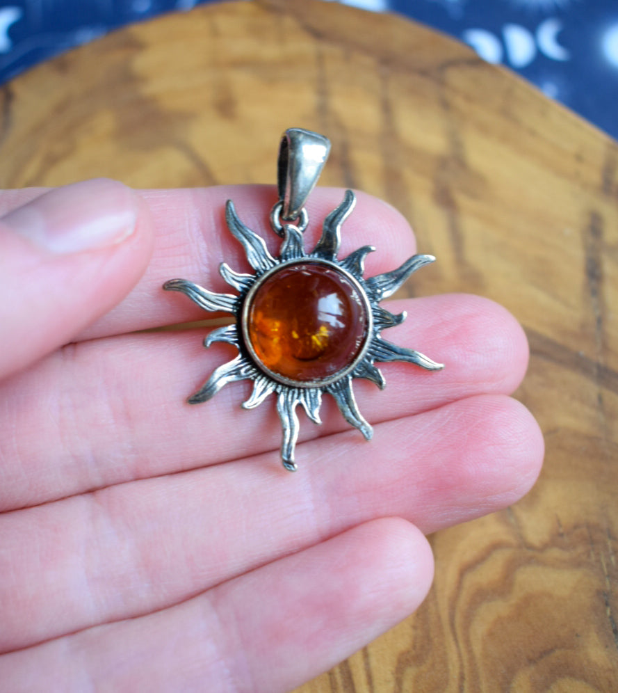 Vintage Amber Sun Necklace