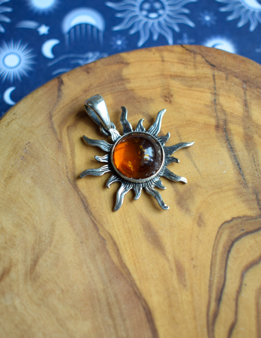 Vintage Amber Sun Necklace