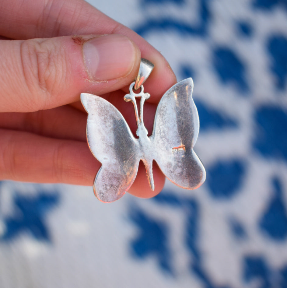 Whimsical Abalone Butterfly Necklace