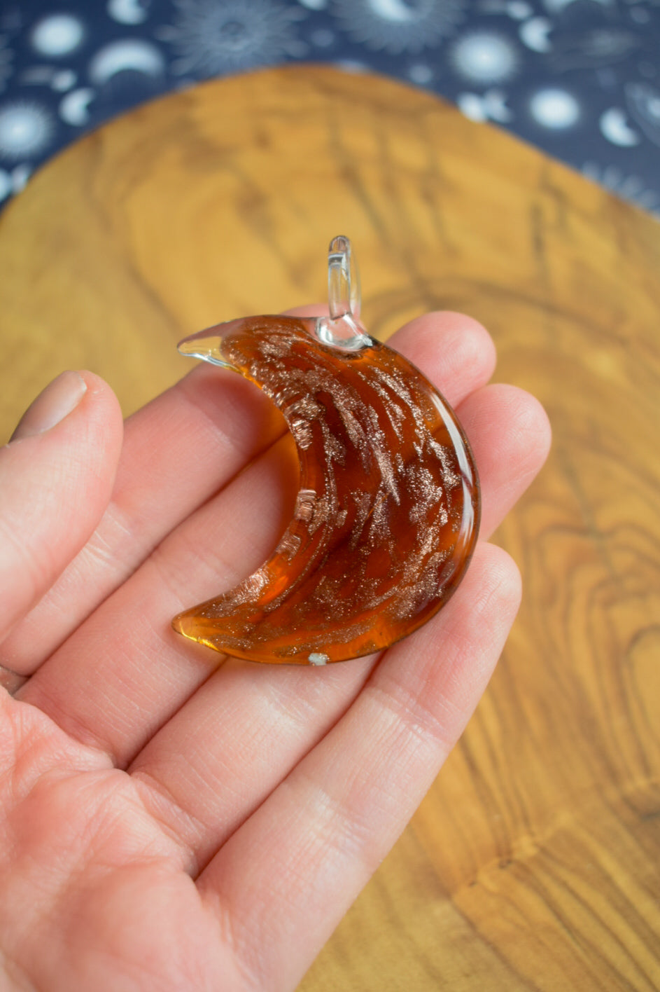 Glass Crescent Moon Pendant