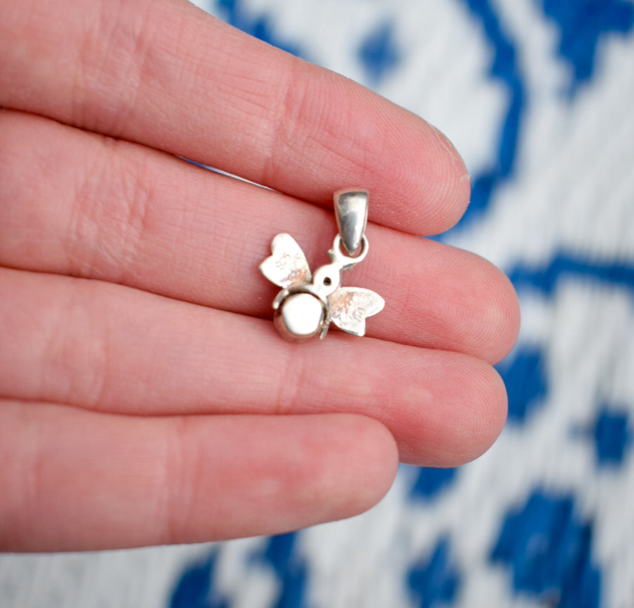 Sterling Silver Moonstone Bee Necklace
