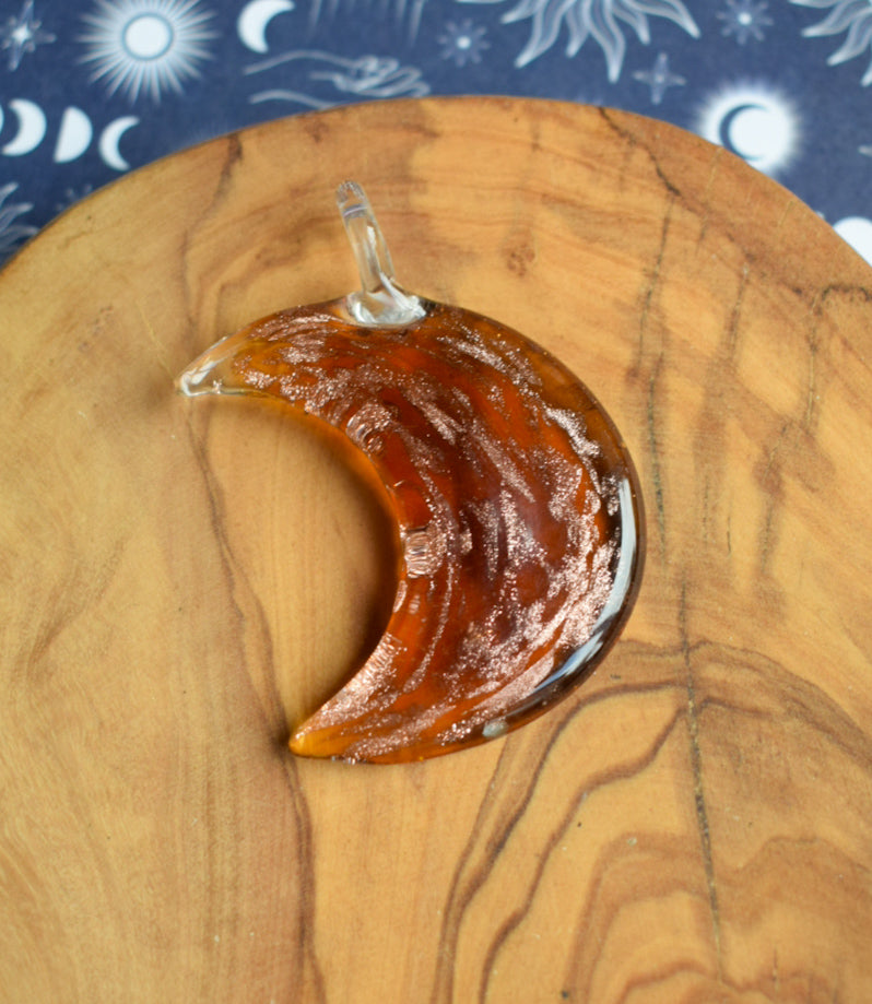 Glass Crescent Moon Pendant