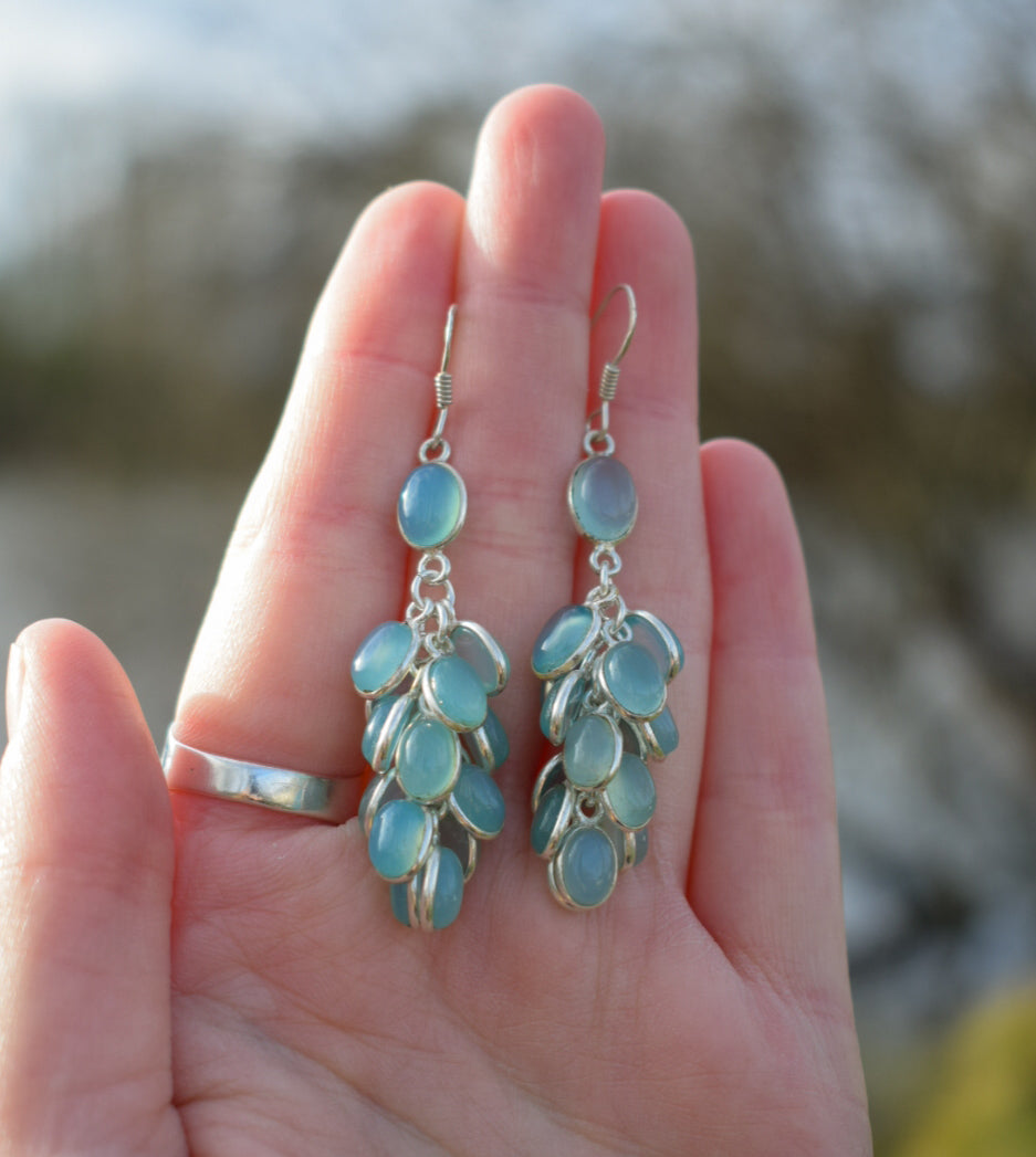 Aqua Chalcedony Earrings