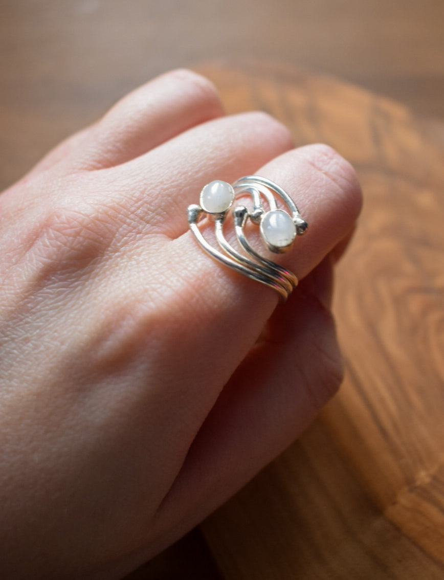 Sterling Silver Moonstone Ring Size M