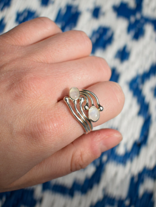 Sterling Silver Moonstone Ring Size Q