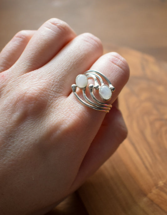Sterling Silver Moonstone Ring Size M