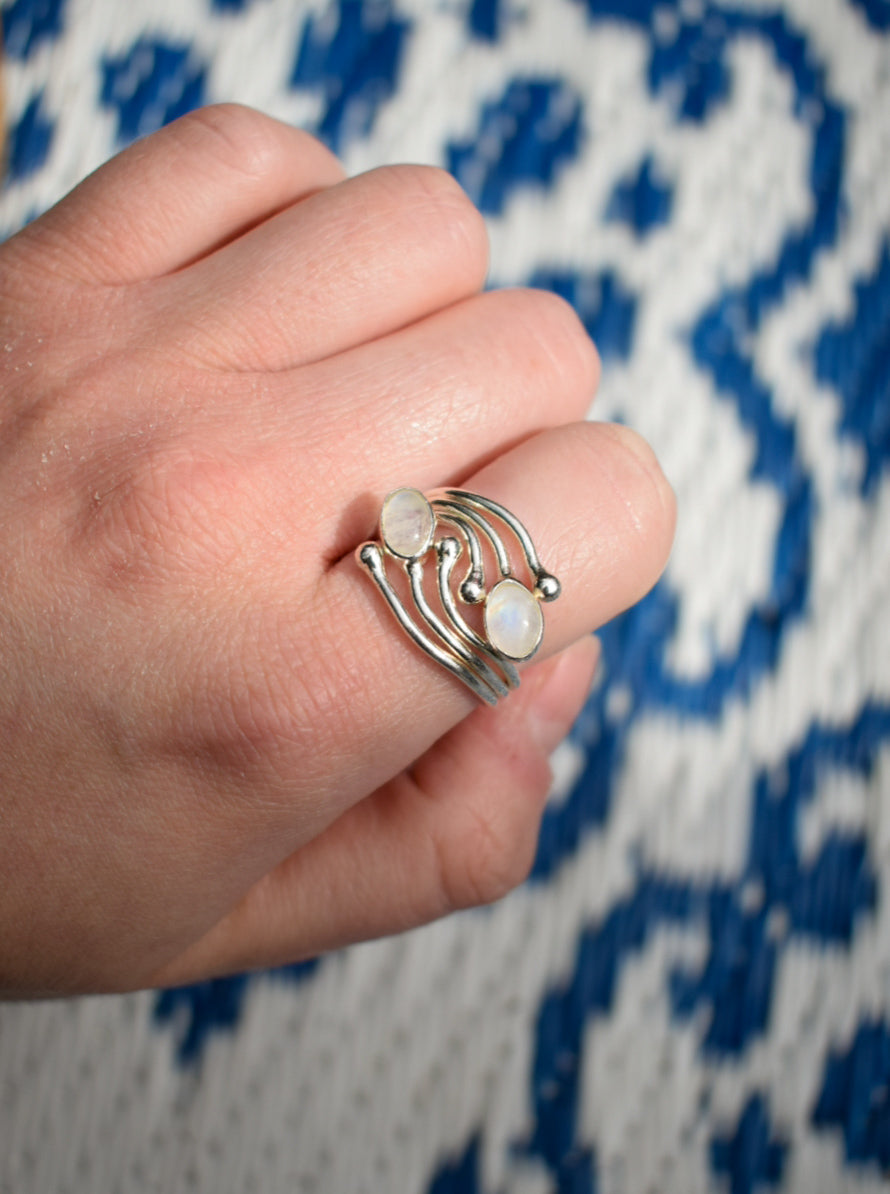 Sterling Silver Moonstone Ring Size Q