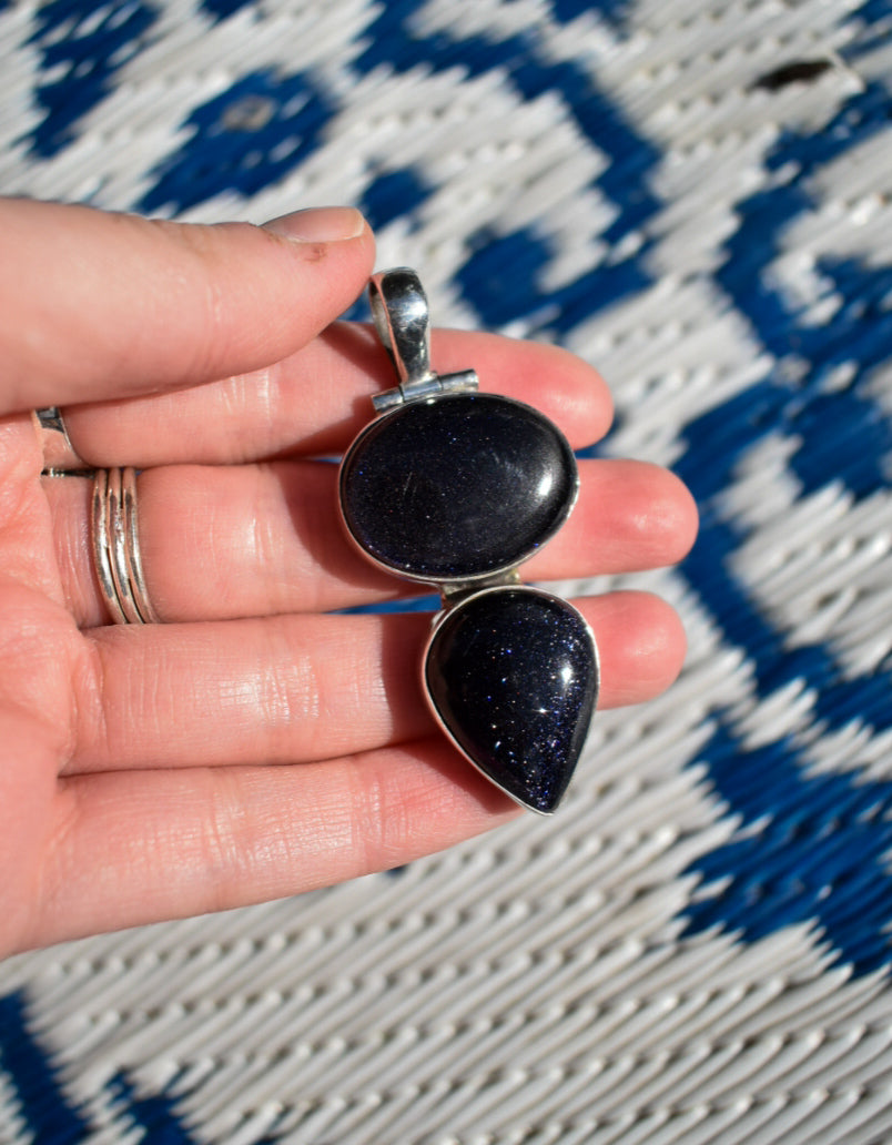 Sterling Silver Blue Sandstone Necklace