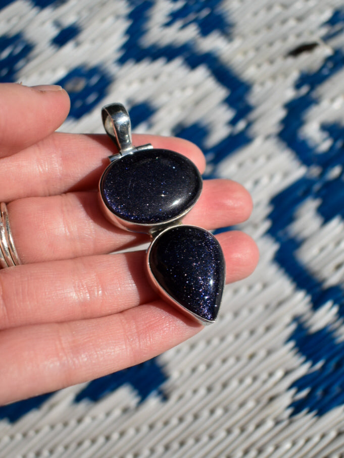 Sterling Silver Blue Sandstone Necklace