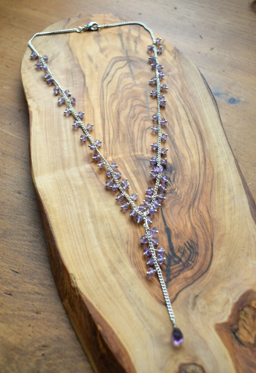 Silver Amethyst Bead Necklace