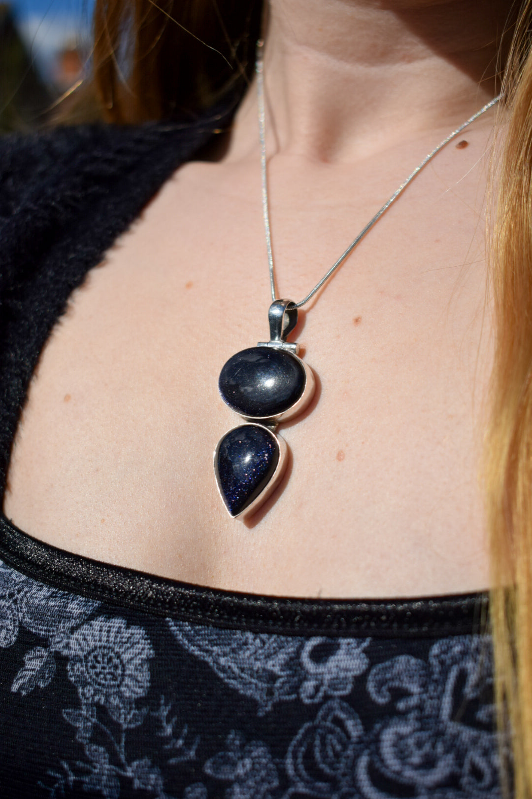 Sterling Silver Blue Sandstone Necklace