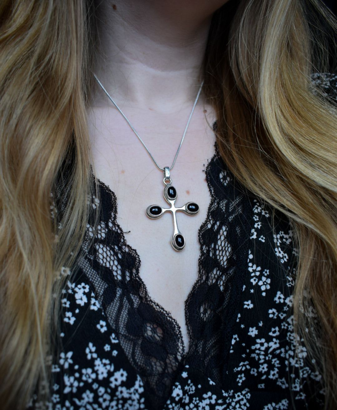 Onyx Cross Necklace