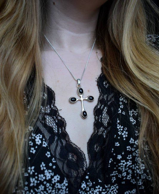 Onyx Cross Necklace