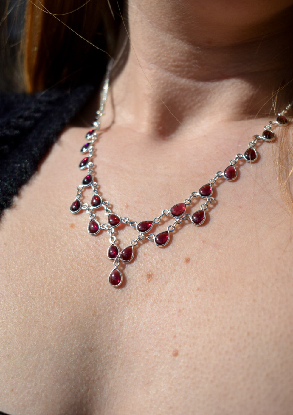 Rhodolite Garnet Statement Necklace