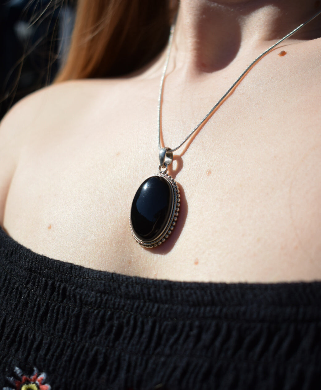 Sterling Silver Onyx Necklace