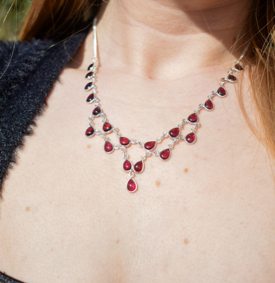 Rhodolite Garnet Statement Necklace