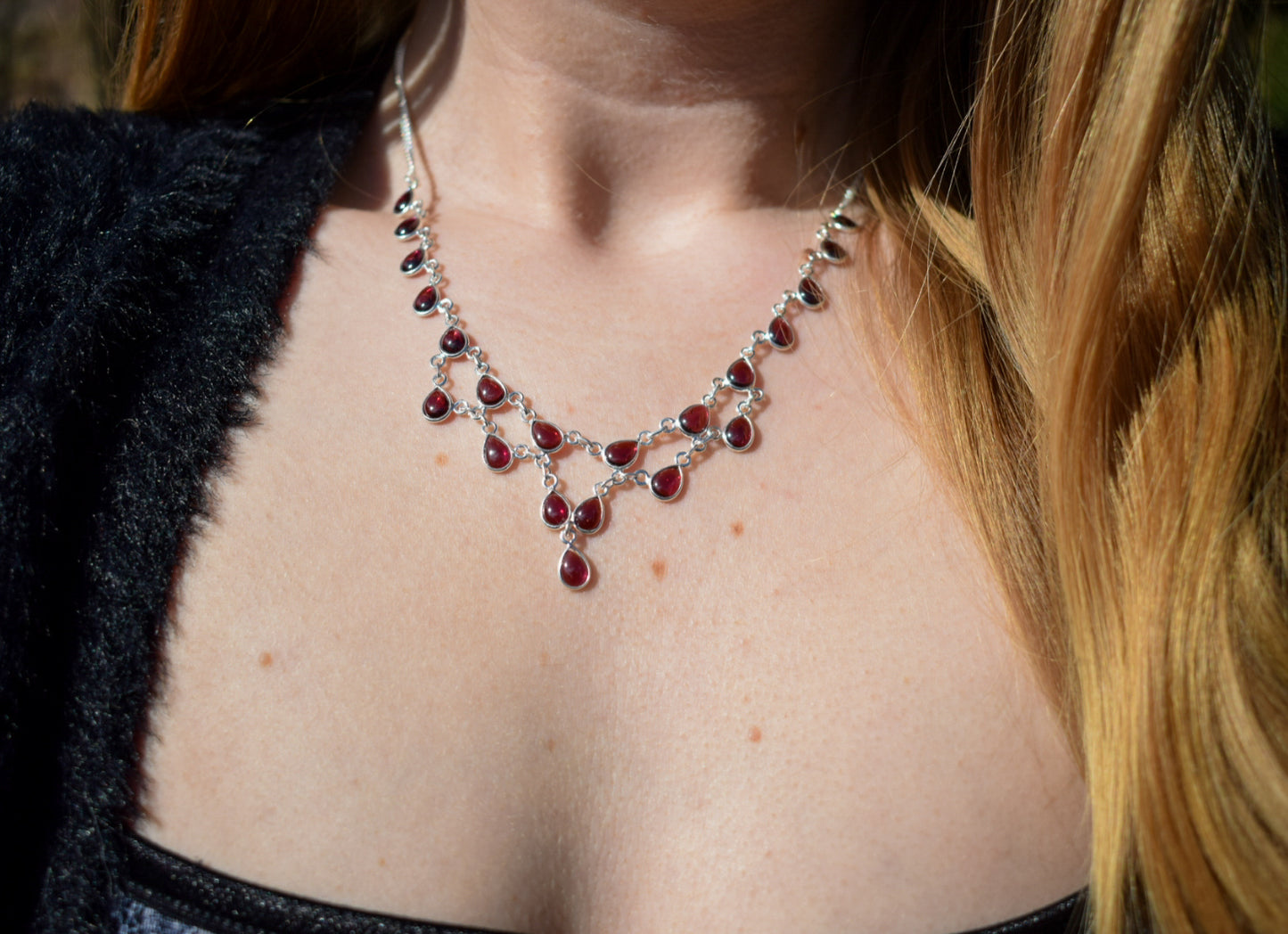 Rhodolite Garnet Statement Necklace