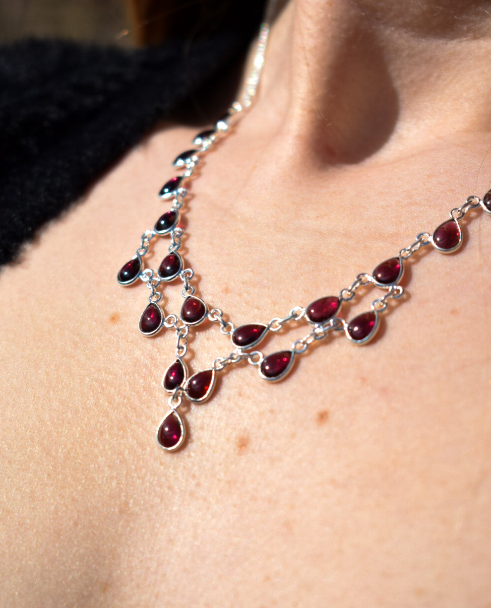 Rhodolite Garnet Statement Necklace