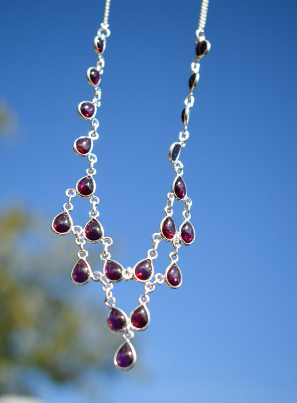 Rhodolite Garnet Statement Necklace