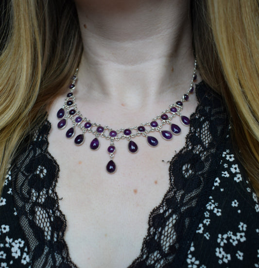 Statement Amethyst Bib Necklace