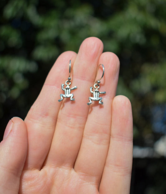 Sterling Silver Frog Earrings