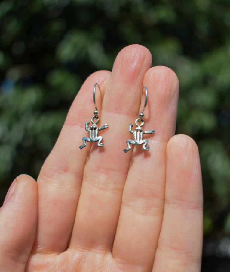 Sterling Silver Frog Earrings