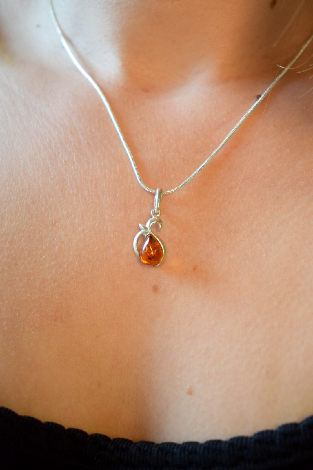 Amber Swan Necklace