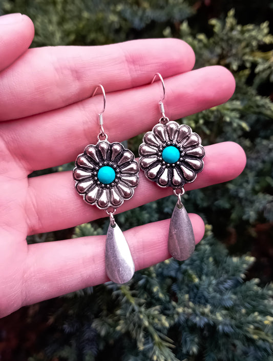 Upcycled floral drop earrings