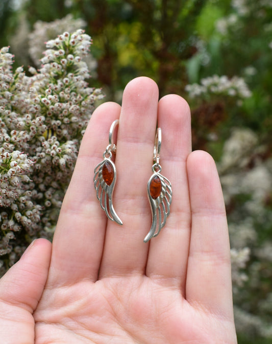 Amber Feather Earrings