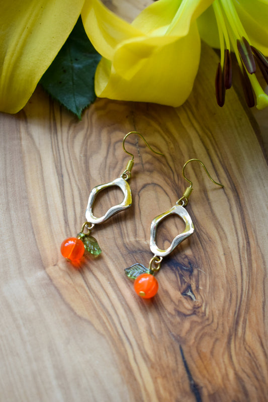 Gold Plated Orange Earrings