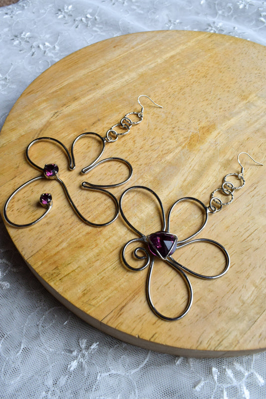 Large Upcycled Floral Earrings