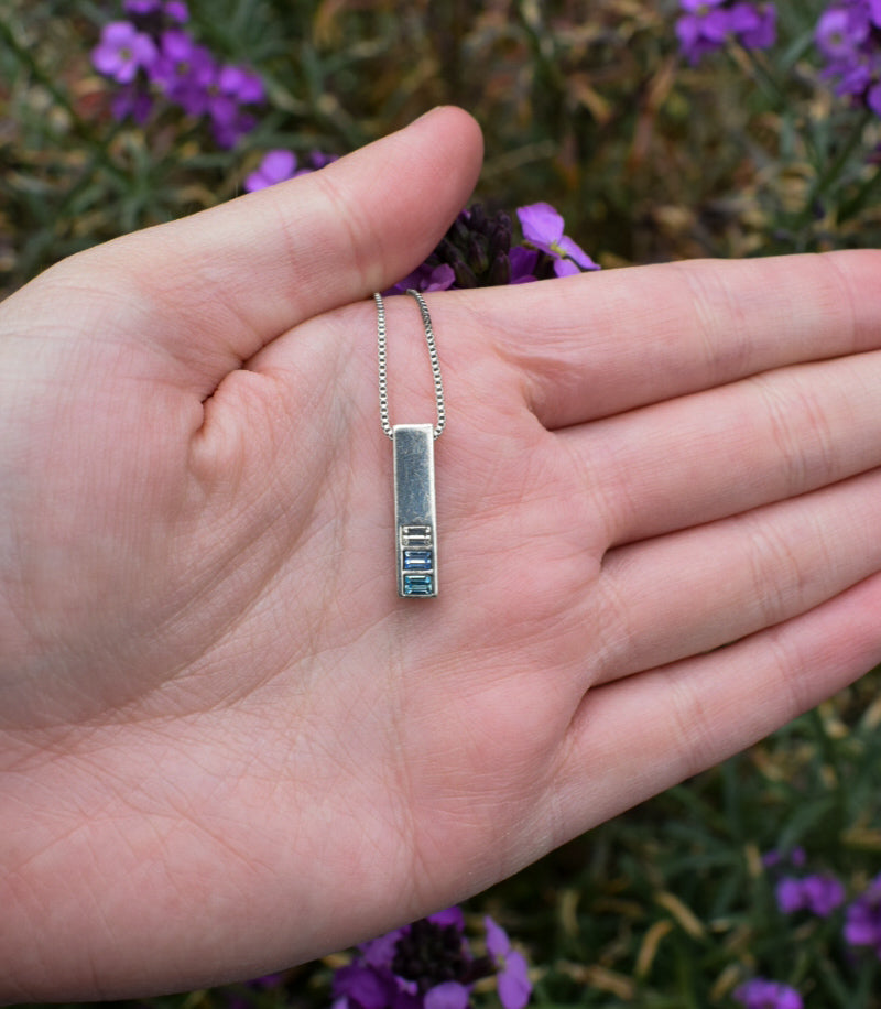 Blue and White Silver Pendant