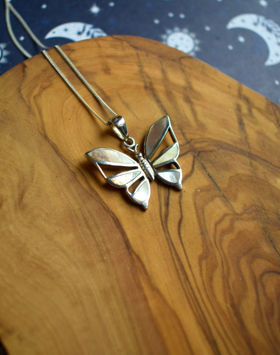 Mother of Pearl Butterfly Necklace