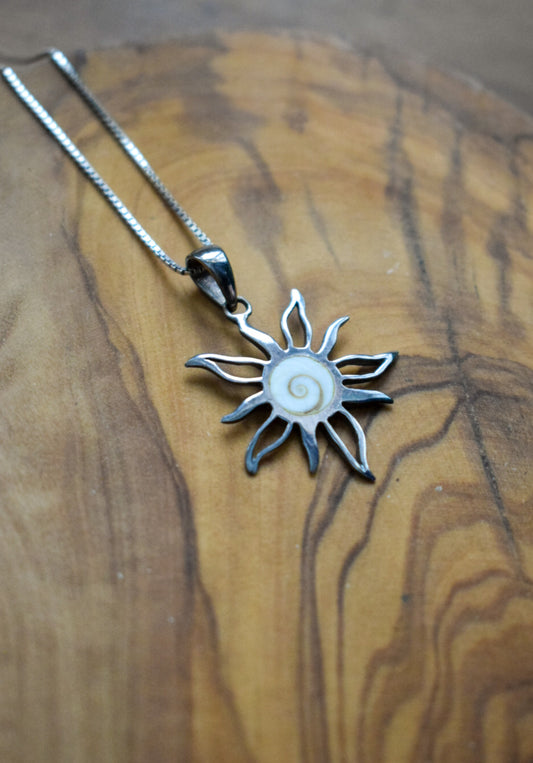 Sterling Silver Shell Sun Necklace