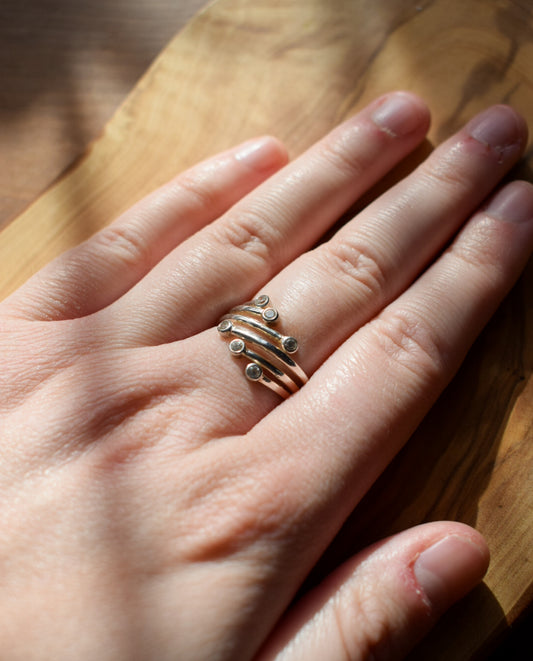 Wavy Cubic Zirconia Ring