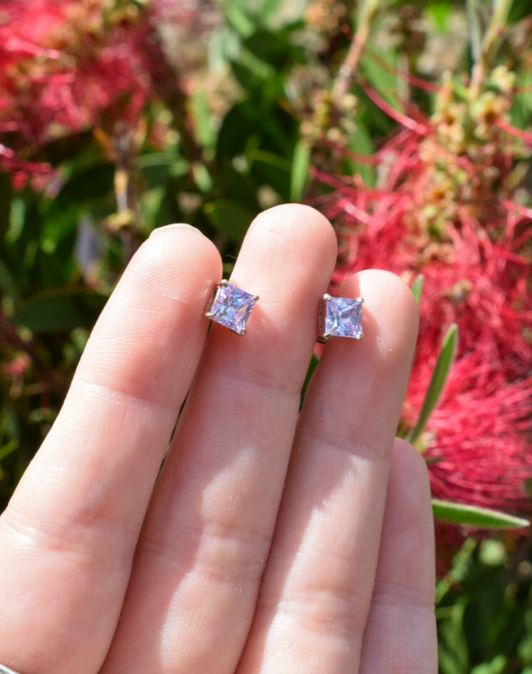 Sterling Silver Purple Studs