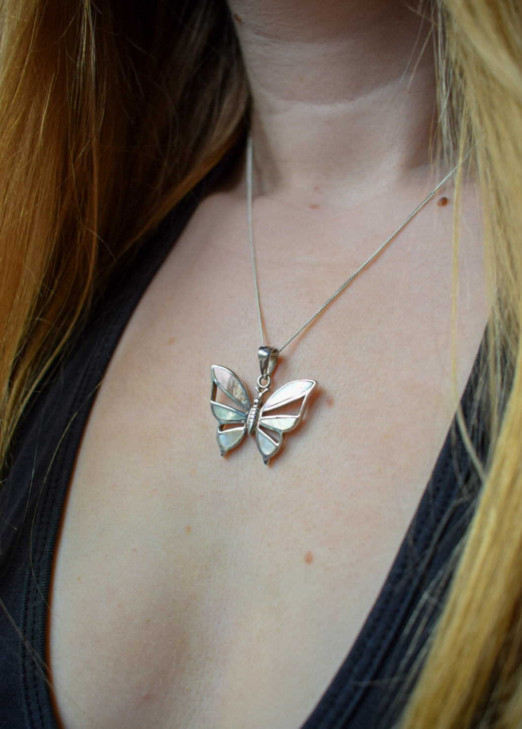 Mother of Pearl Butterfly Necklace