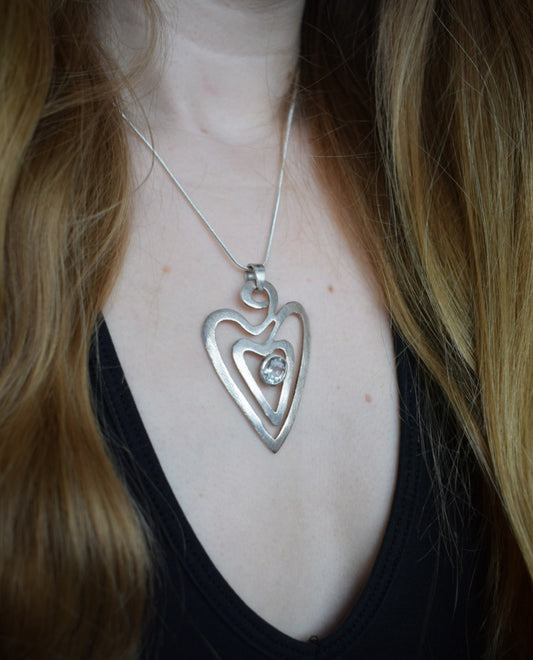 Large Silver Heart Necklace