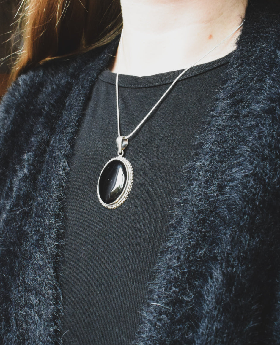 Sterling Silver Onyx Necklace