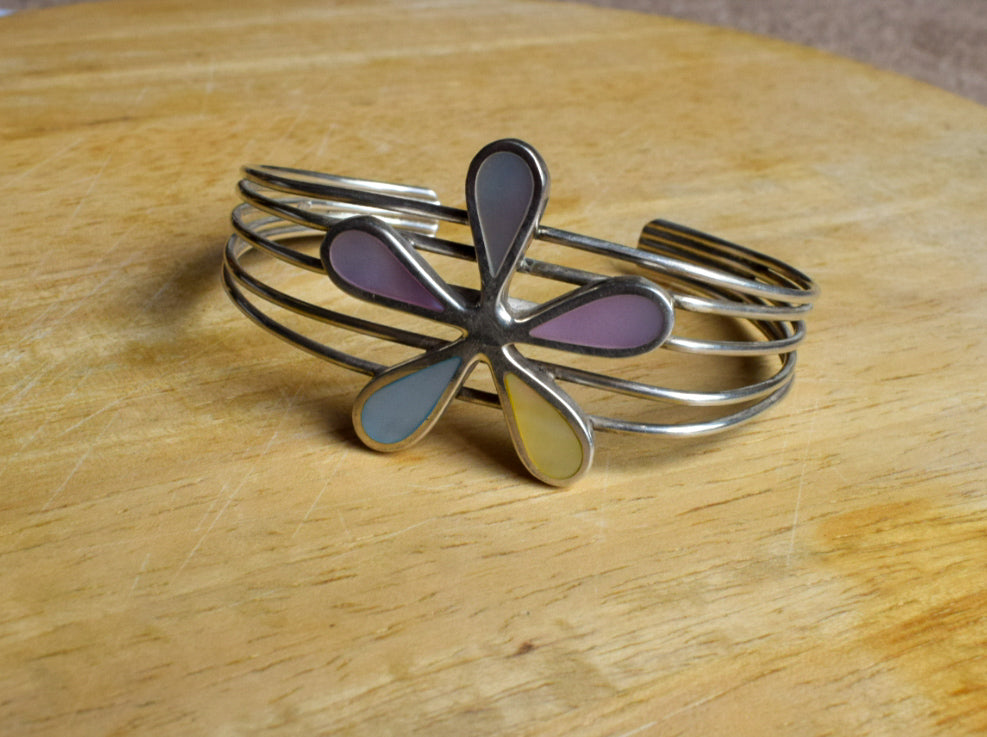 Enamel Flower Cuff Bangle