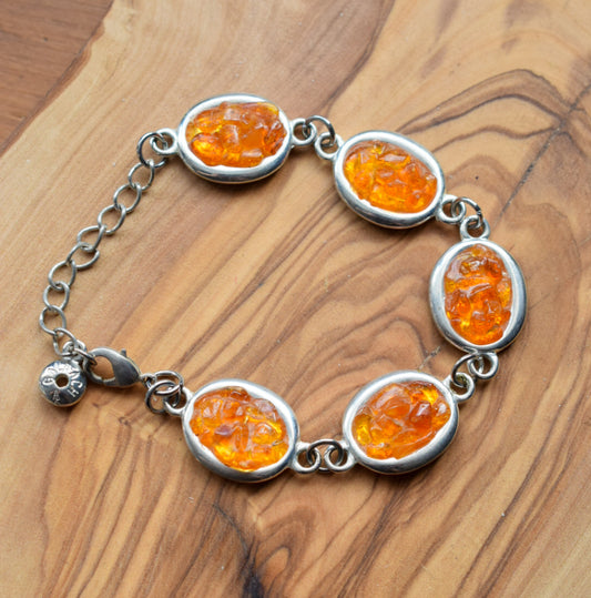 Silver Plated Amber Bracelet