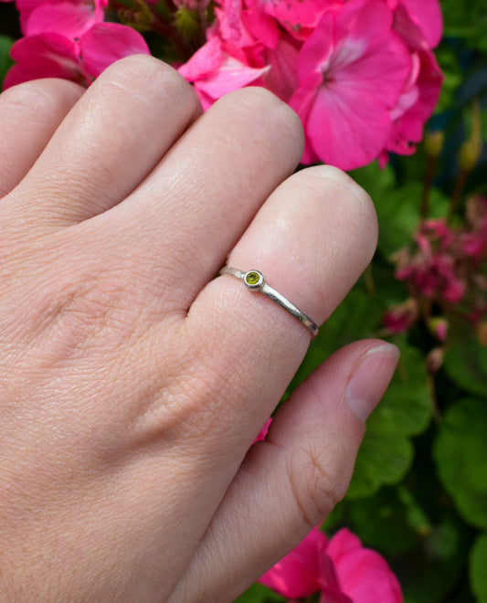 Green Stone Stacking Ring