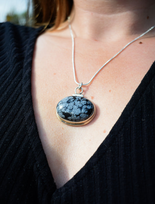 Snowflake Obsidian Necklace