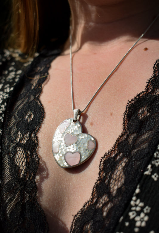 Pink Enamel Heart Necklace