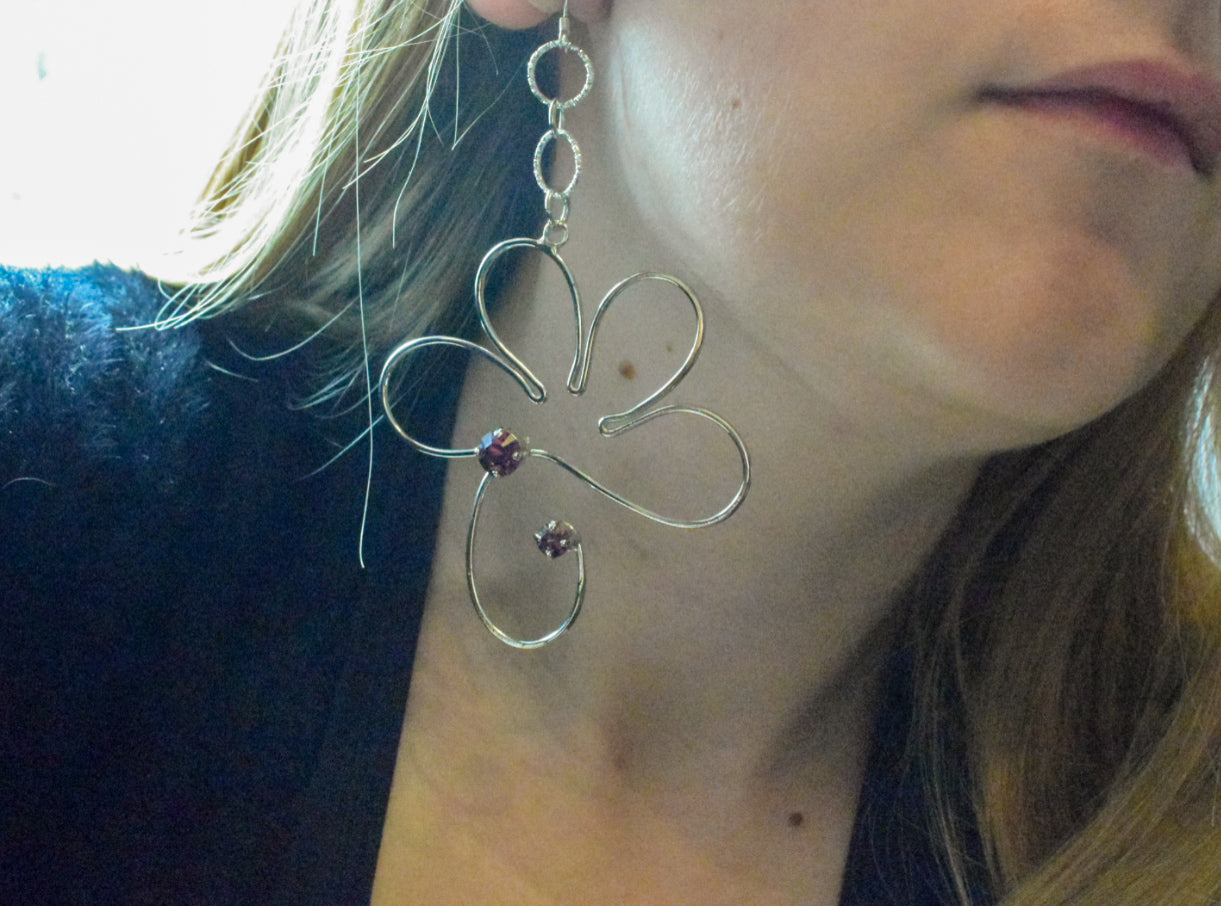 Large Upcycled Floral Earrings