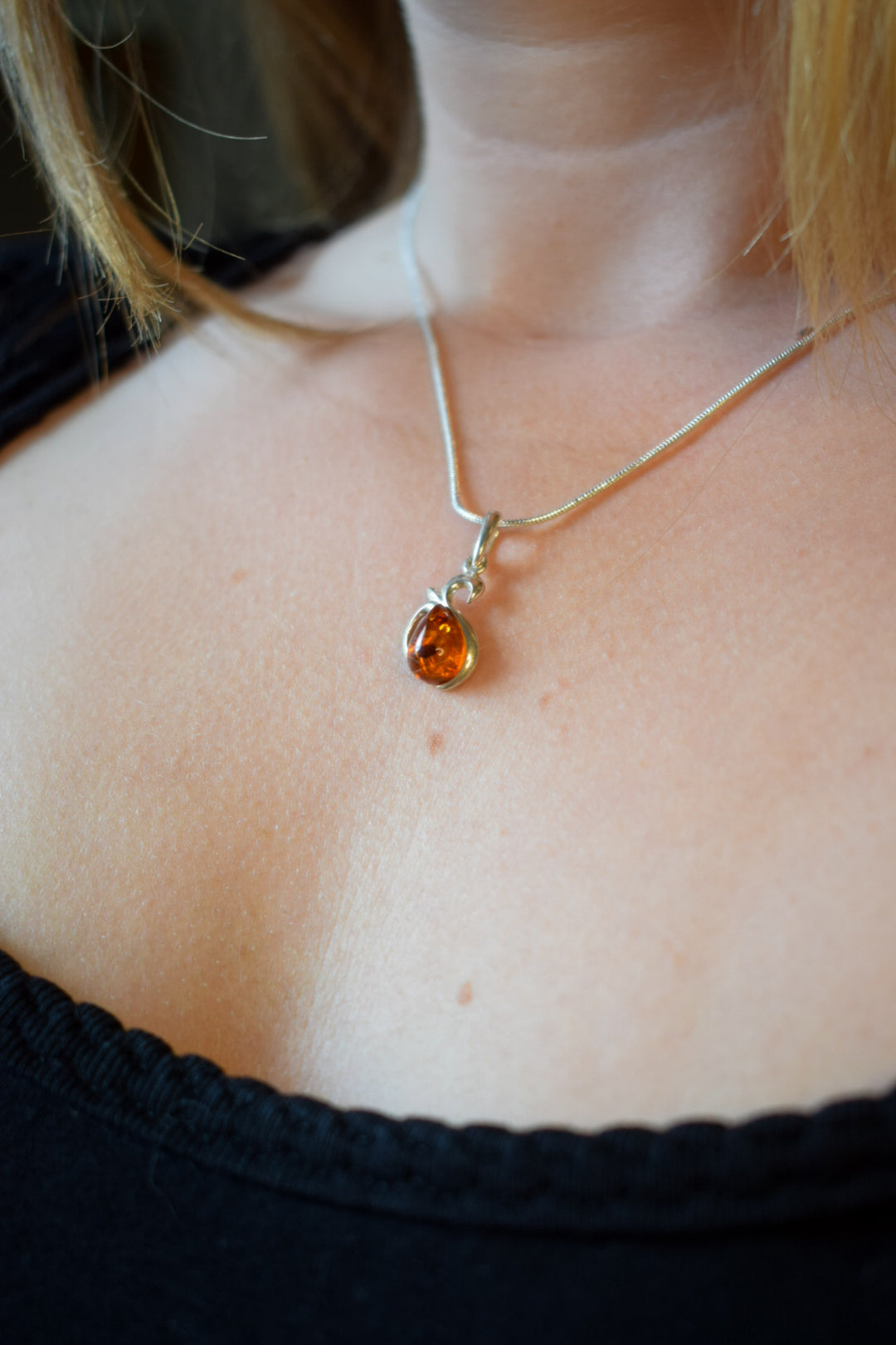 Amber Swan Necklace