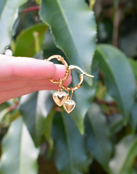 Small Gold Plated Heart Huggies