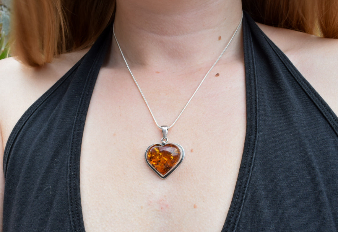 Silver Plated Faux Amber Necklace