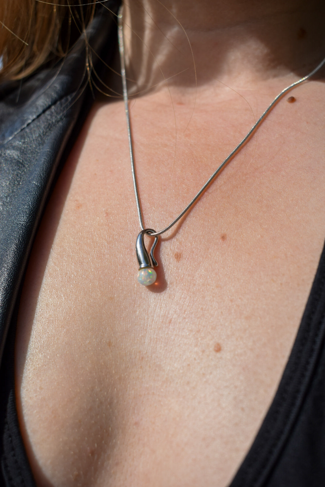 Sterling Silver Fire Opal Necklace